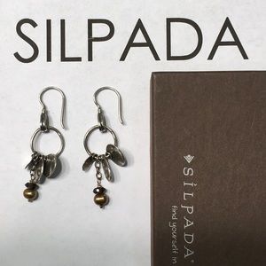 Silpada P1550 Bronze Pearl/Charms Dangle Earrings